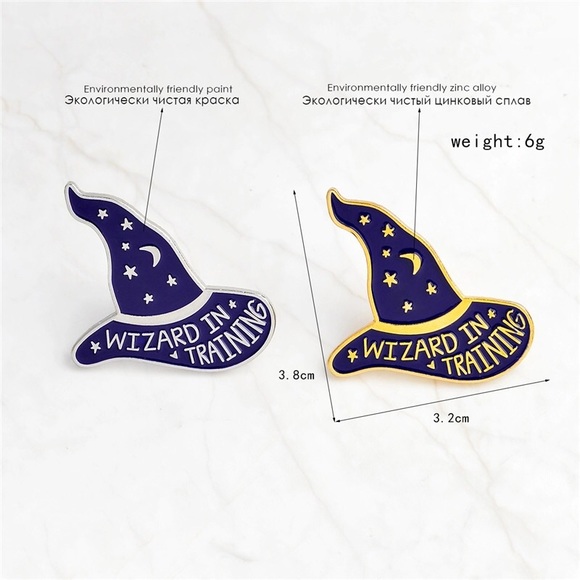 ‼️5 for $25 SALE‼️Wizard Hat in Silver Enamel Pin - Picture 3 of 4